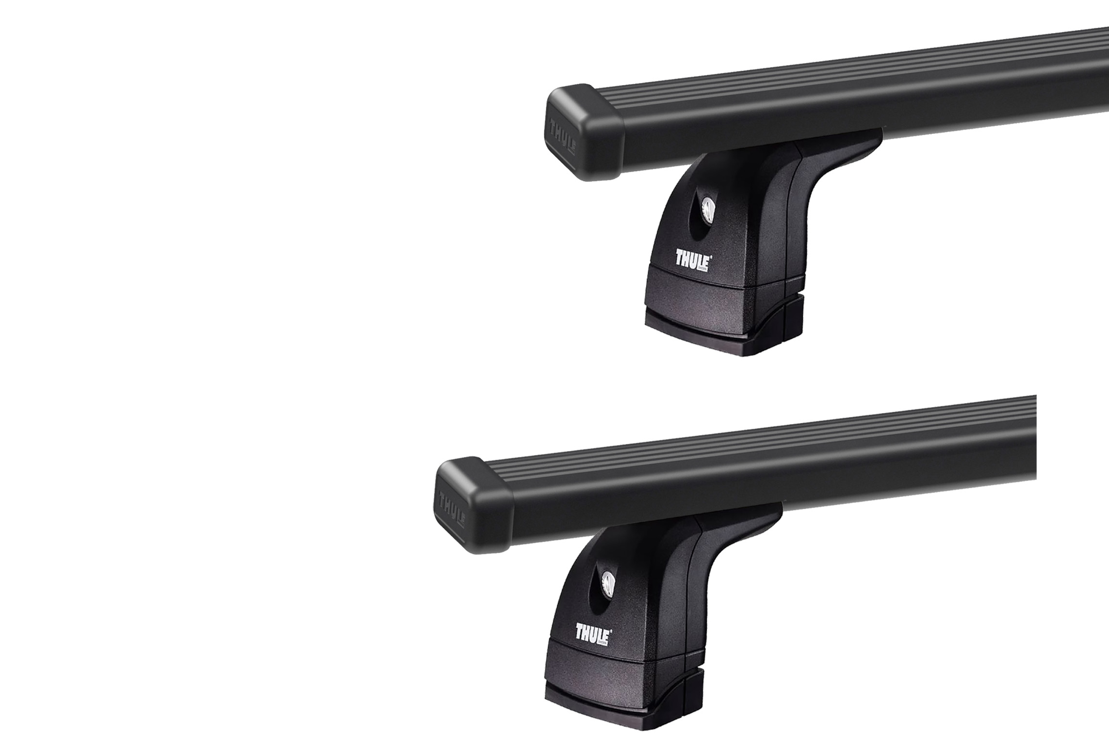 Thule 751 SquareBar Evo Black 2 Bar Roof Rack for Mercedes Benz C Class W205 Glass Roof 2dr Coupe with Bare Roof (2016 onwards) - Factory Point Mount
