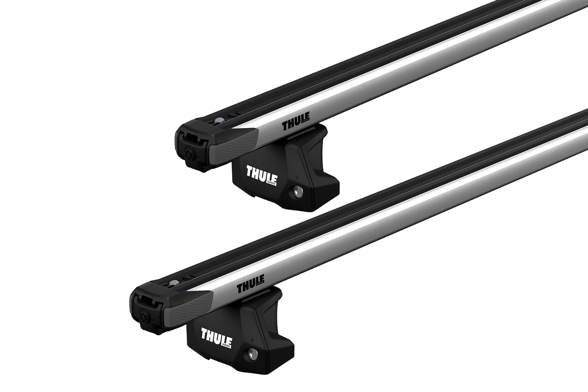 Thule 7107 SlideBar Evo Silver 2 Bar Roof Rack for Nissan NV350 Low Roof 5dr Low Roof with Factory Mounting Point (2012 onwards) - Factory Point Mount