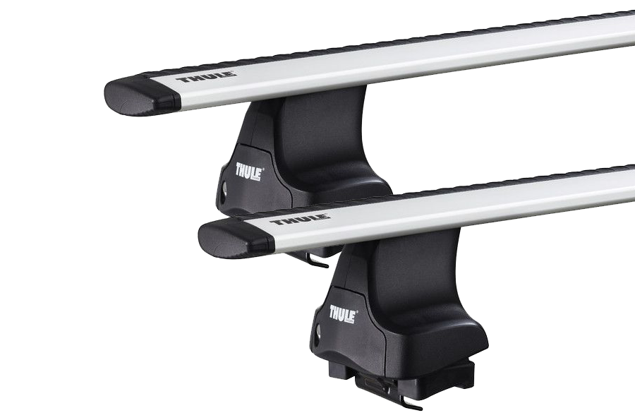 Thule 754 WingBar Evo Silver 2 Bar Roof Rack for Saab 9000 5dr Hatch with Bare Roof (1985 to 1998) - Clamp Mount