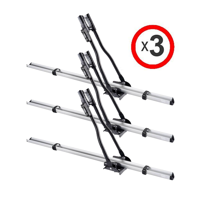 Cruz Race silver roof mounted bike carrier x 3 with matching locks (940-014)