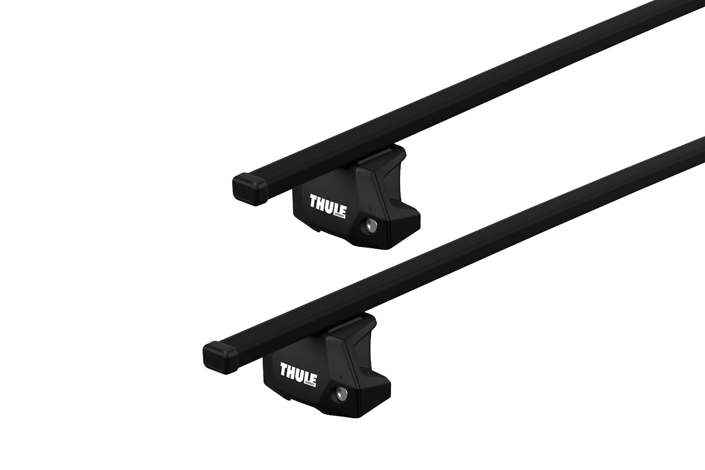 Thule SquareBar Evo Black 2 Bar Roof Rack for SUBARU Forester 5dr SUV with Factory Mounting Point (2008 to 2012)