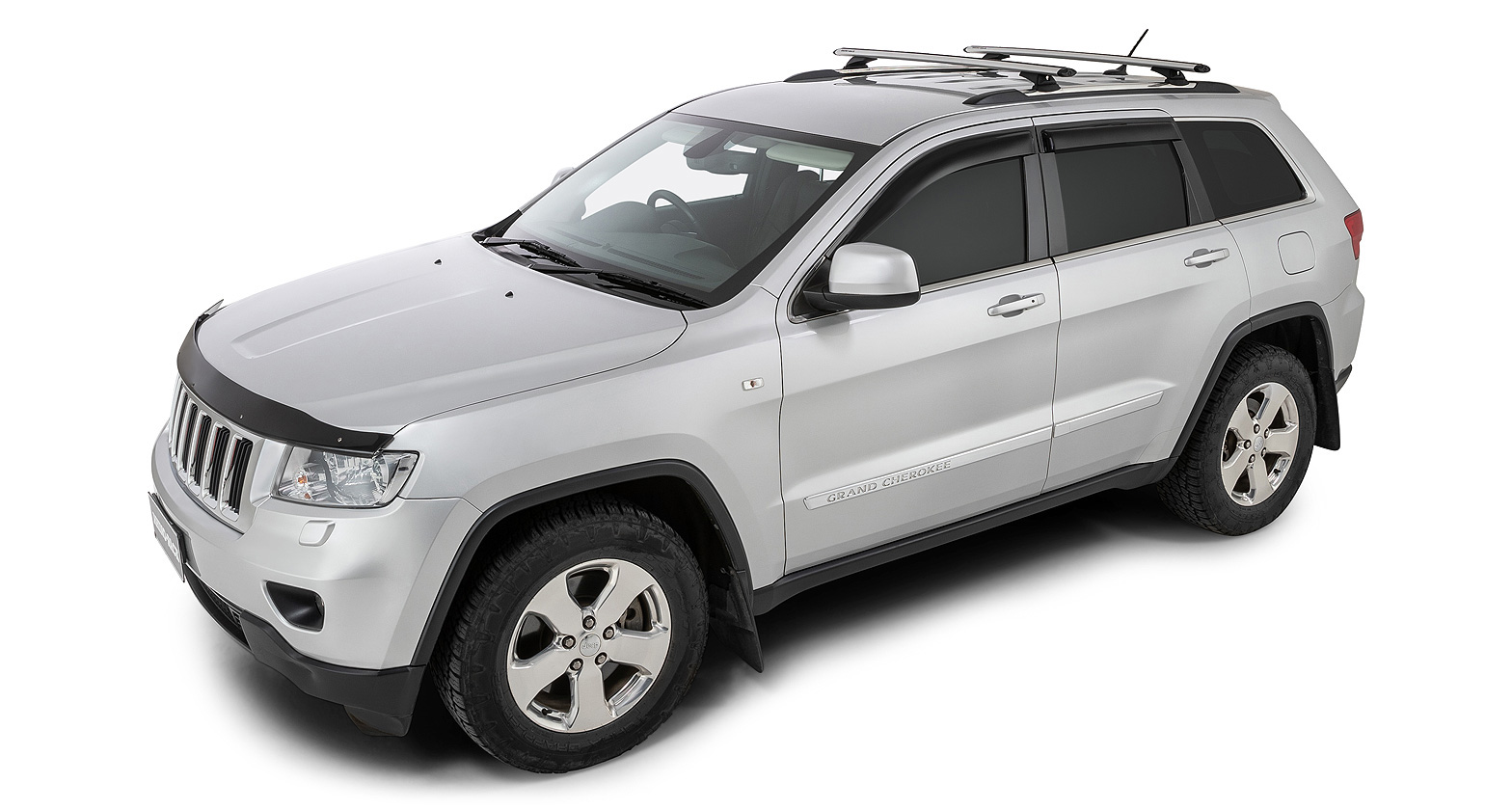 Rhino Rack JA9565 Vortex RCL Silver 2 Bar Roof Rack for Jeep Grand Cherokee WK2 Steel Rails 5dr SUV with Flush Roof Rail (2011 onwards) - Factory Point Mount