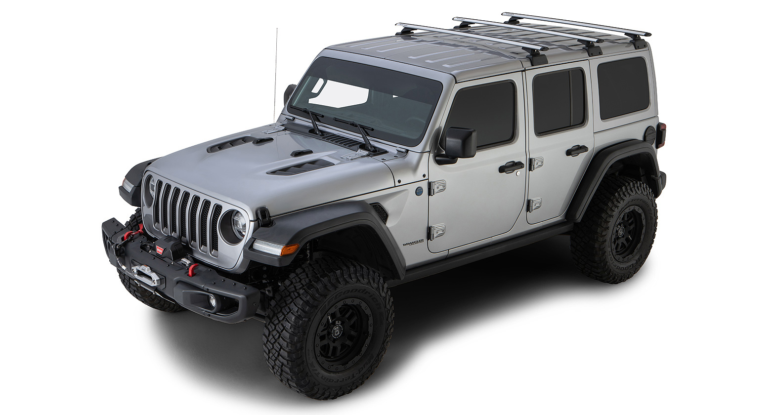 Rhino Rack JB0897 - Vortex RCL Silver 3 Bar Rhino-Rack Backbone Roof Rack for JEEP Wrangler 5dr SUV from 2019