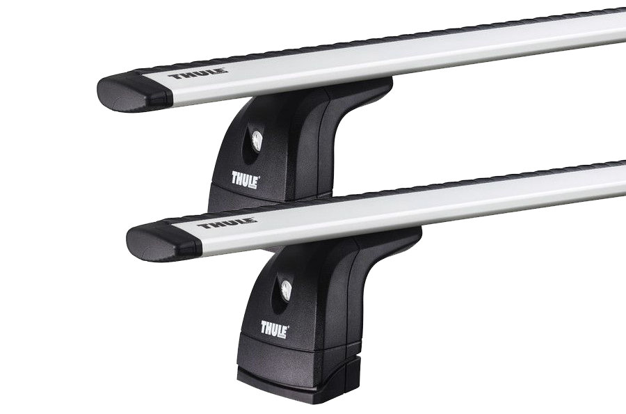 Thule 751 WingBar Evo Silver 2 Bar Roof Rack for Mercedes Benz C Class W205 Glass Roof 2dr Coupe with Bare Roof (2016 onwards) - Factory Point Mount