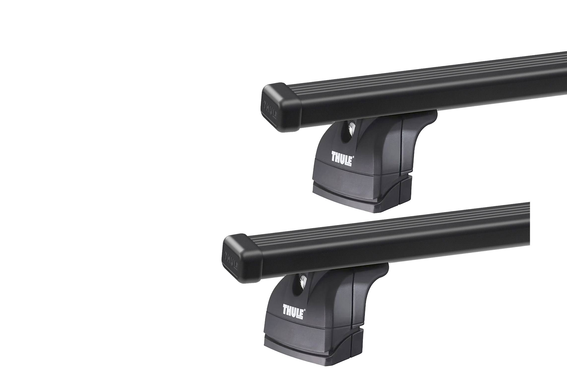 Thule 753 SquareBar Evo Black 2 Bar Roof Rack for Tesla Model S with glass roof (July 2015 To 2019) 5dr Hatch with Factory Mounting Point (2015 to 2019) - Factory Point Mount