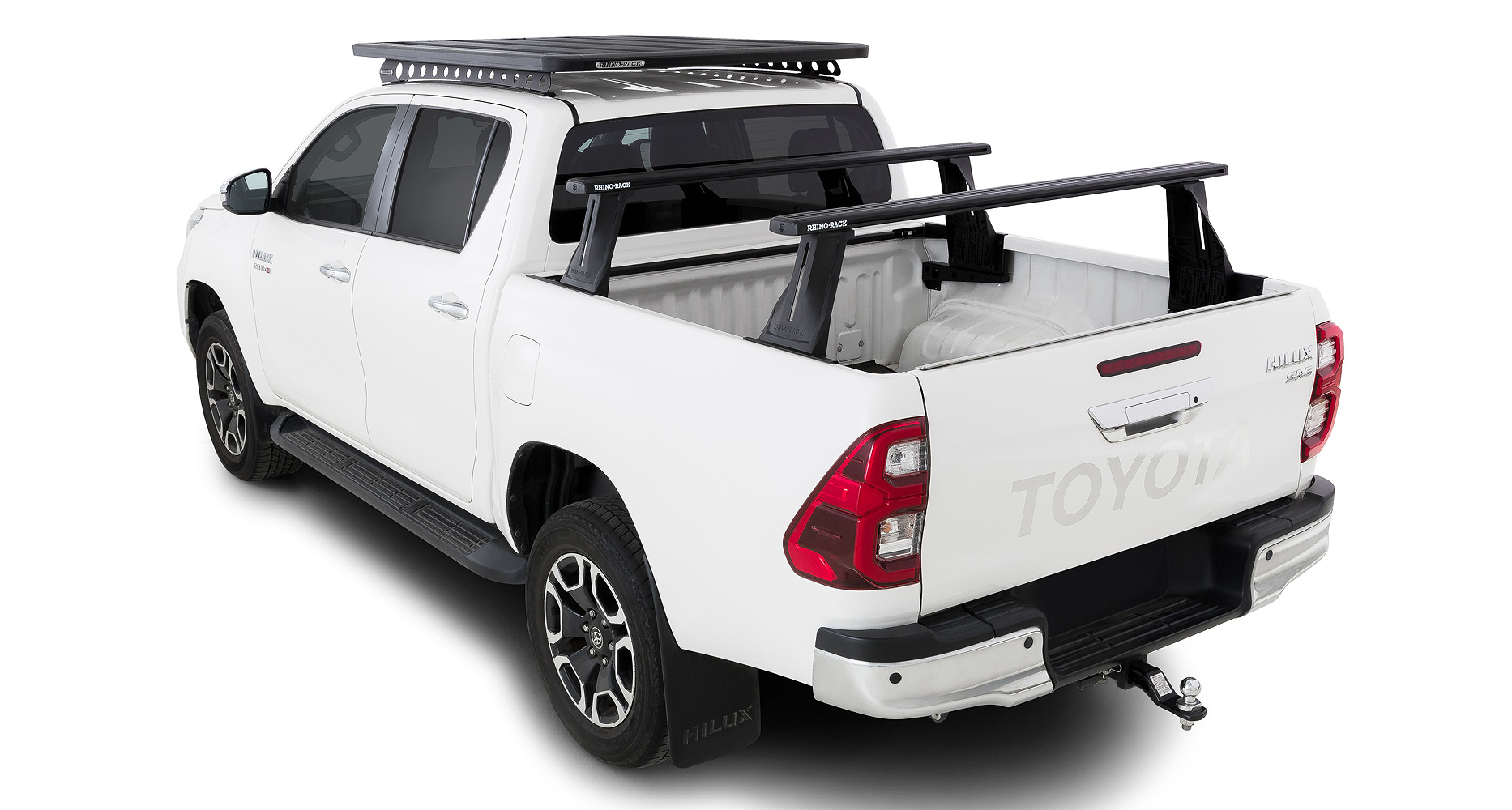 Rhino Rack JC-01576 Reconn-Deck 2 Bar Ute Tub System for Toyota Hilux 4dr Ute Dual Cab 10/15 On