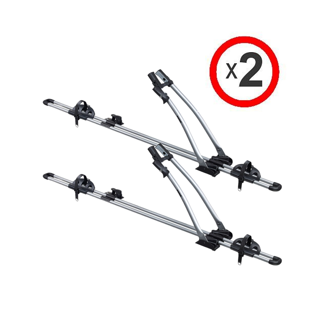 Thule FreeRide 532 silver roof mounted bike carrier x 2 with matching locks (532002)